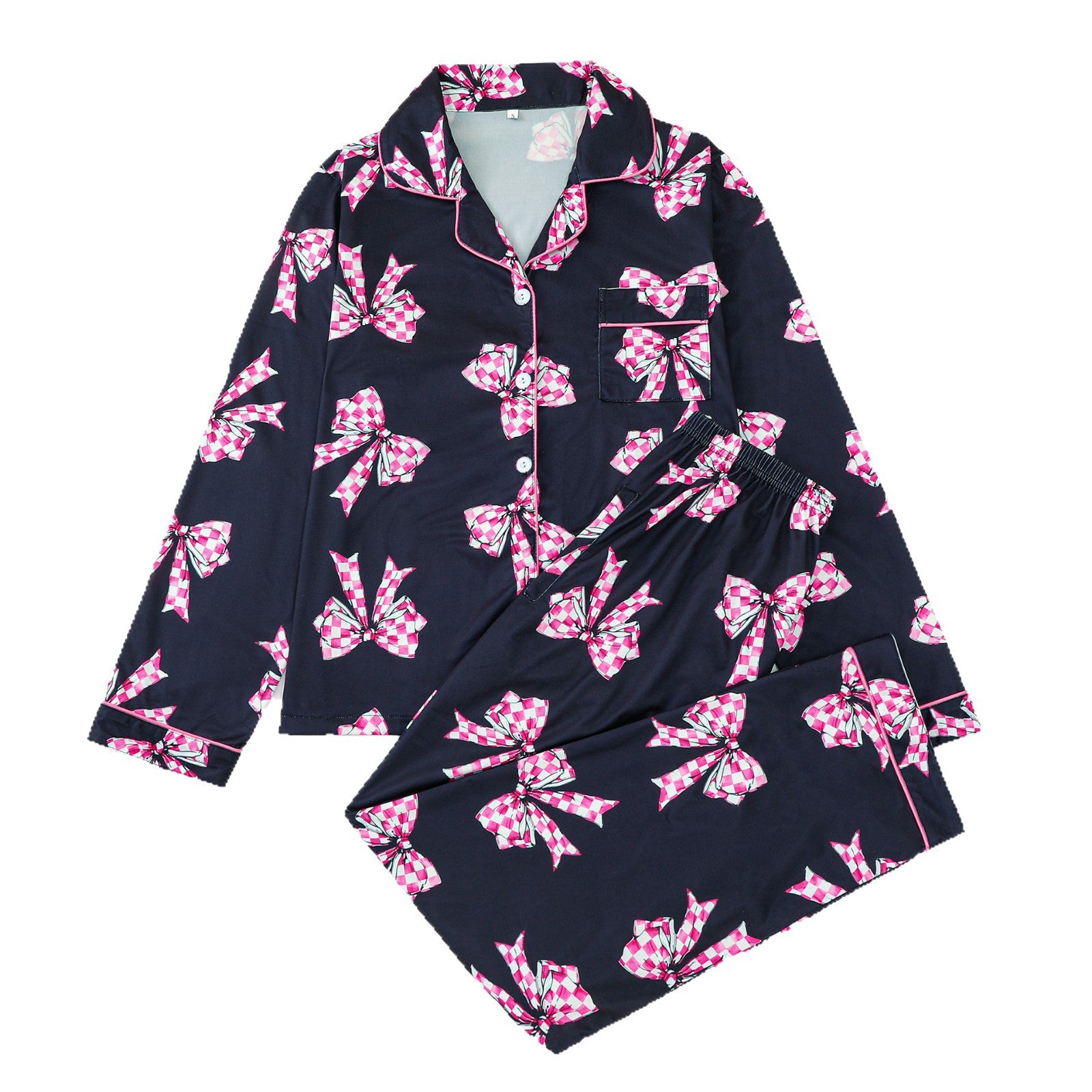 Women 2pcs Pajamas Long Sleeves Sleepwear Button Up Lounge Set