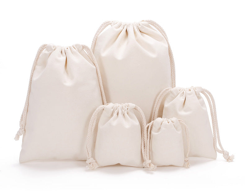 Drawstring Cotton Pouch Long Shape Design