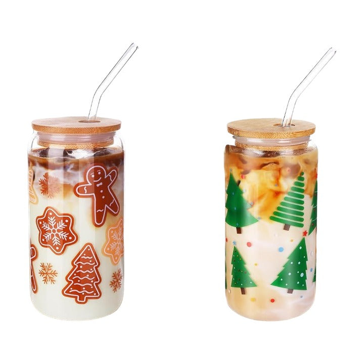 500ml Glasses Cup With Lid And Straw
