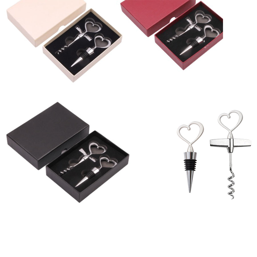 Heart Decor Stainless Steel Wine Opener Wine Stopper Set