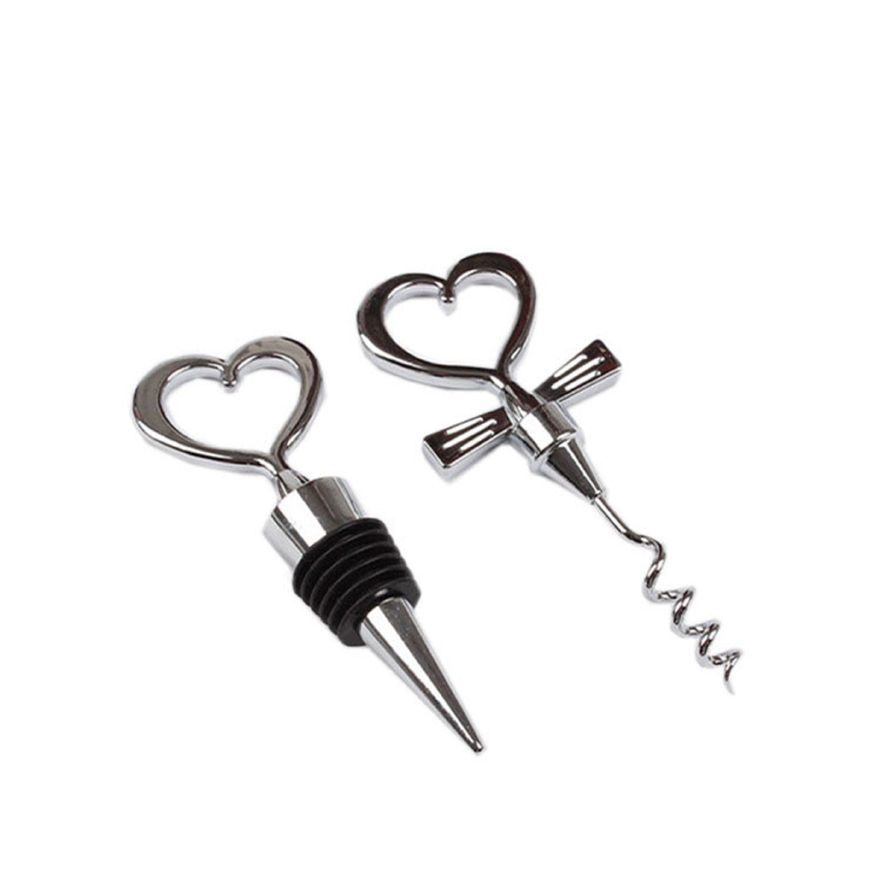 Heart Decor Stainless Steel Wine Opener Wine Stopper Set
