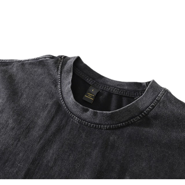 Custom Dtg Print Drop Shoulder Fade Washing O Neck T Shirt