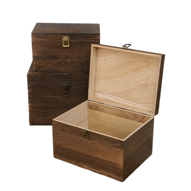 Square Shape Natural Wood Case With Lock