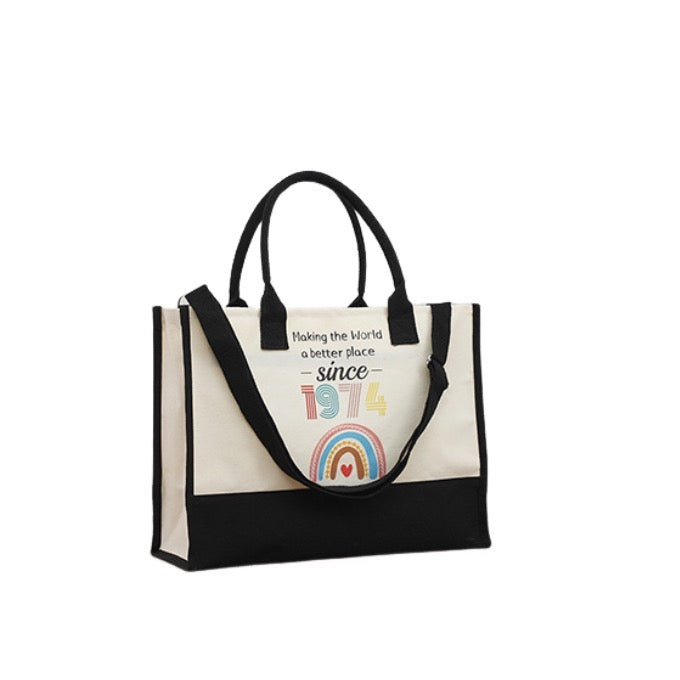10oz Canvas Tote Bag Bottle Pocket Shoulder Strap Designed