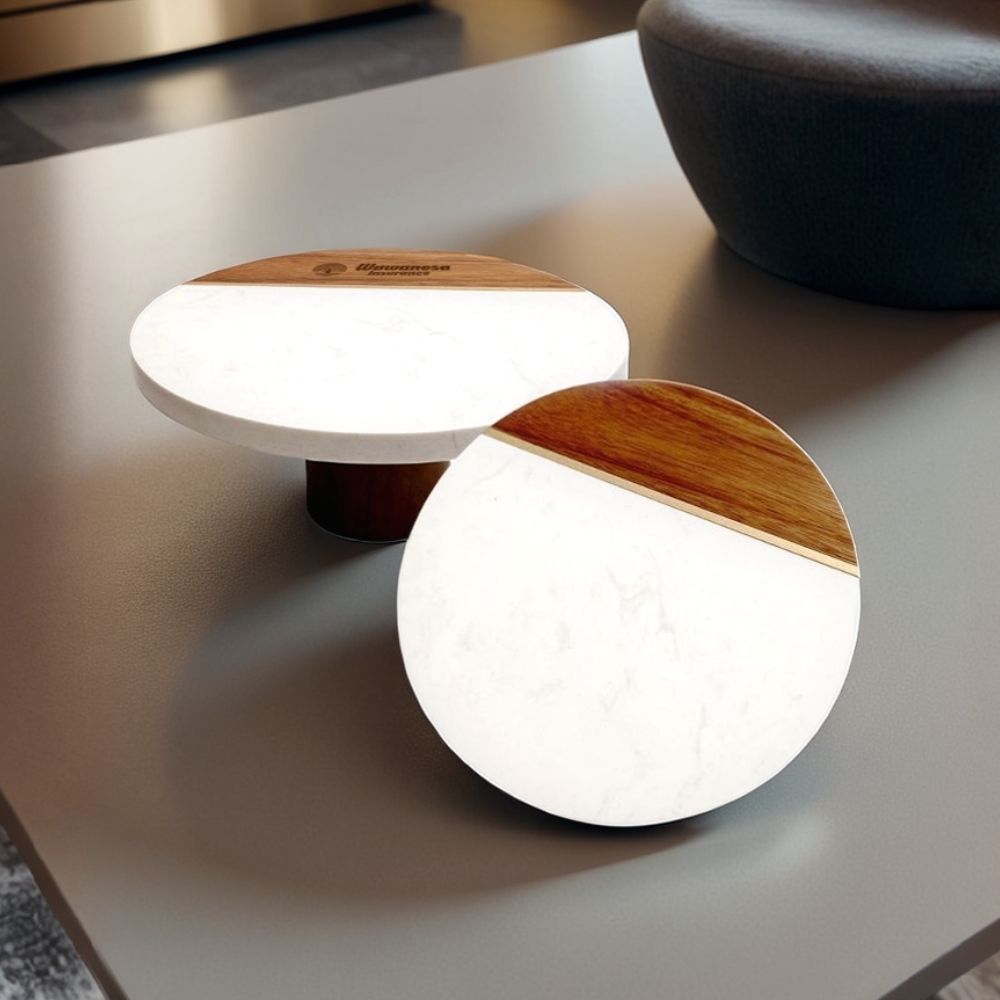 Marble And Wood Cake Stand