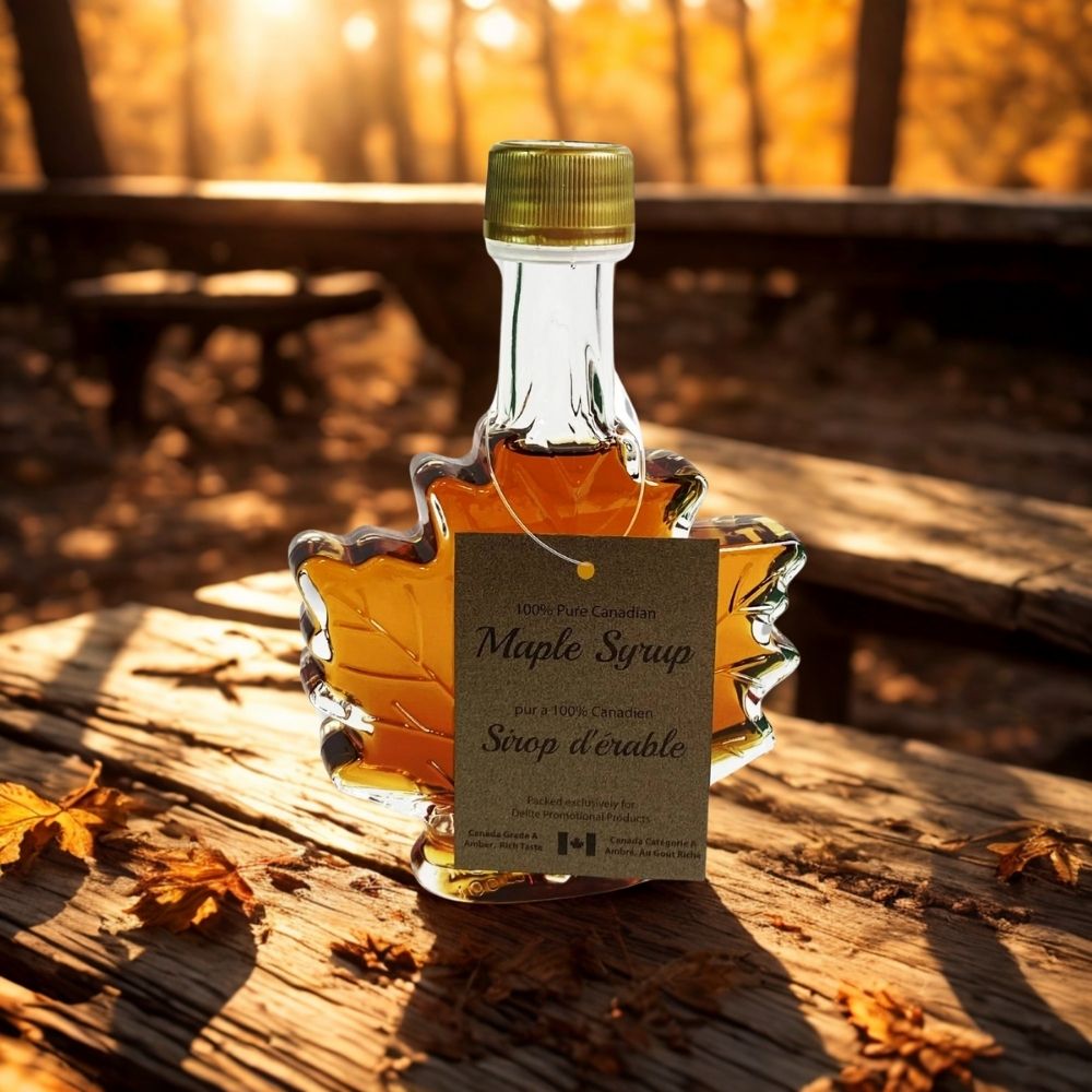 100ml Maple Syrup In Leaf Bottle - Delite Promotional Products