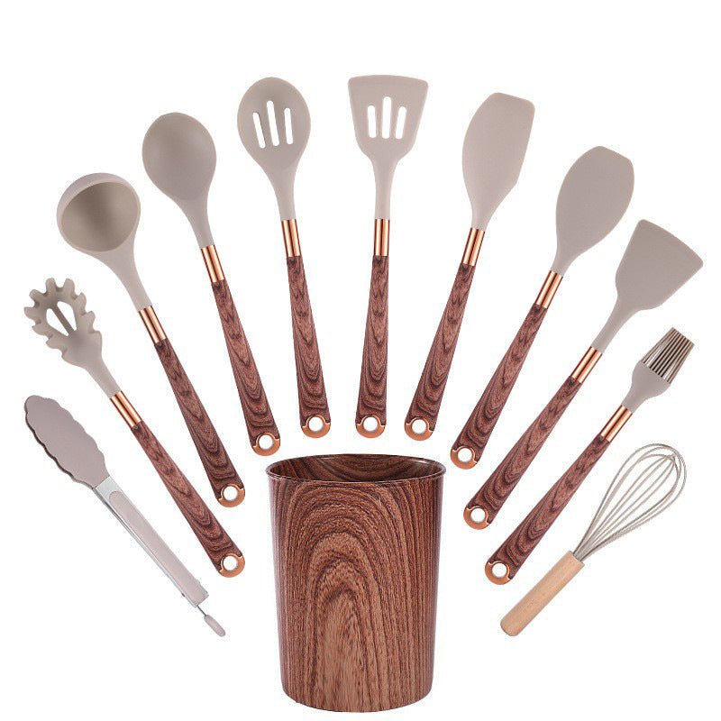 12 - piece Wood - patterned Silicone Kitchen Utensil Set - By Boat - Delite Promotional Products