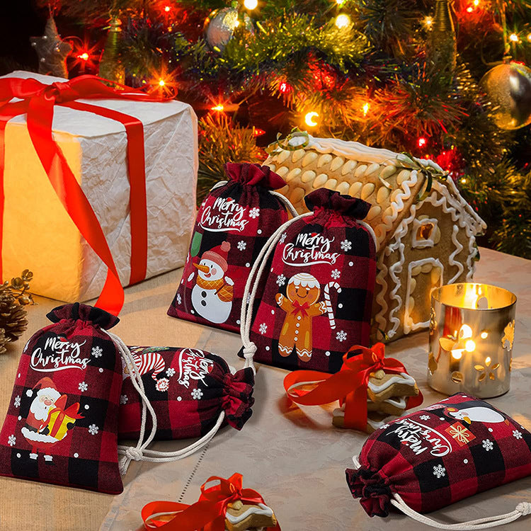Checked Christmas Tree Candy Decor Pouch