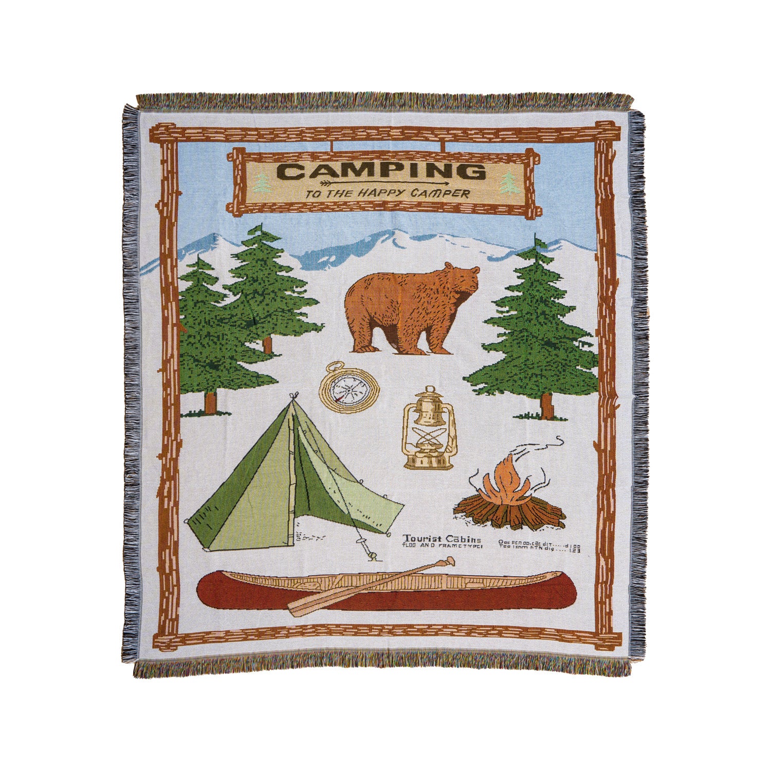 Woven Full Size Jacquard Throw Blanket With Fringe For Camping