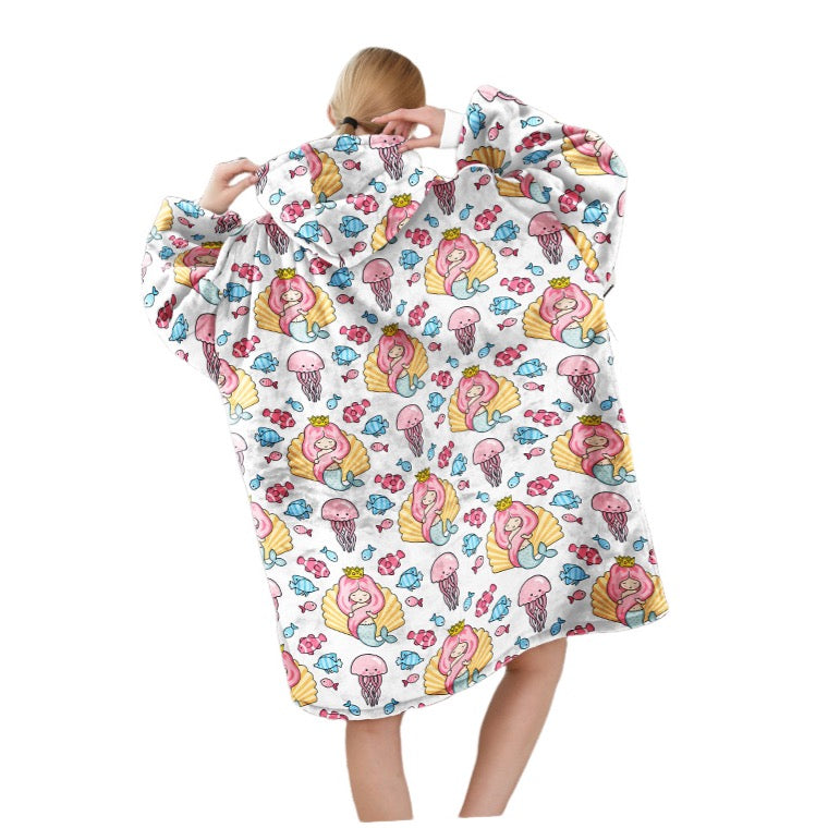 Flannel Tv Blanket Oversize Hoodie For Adult
