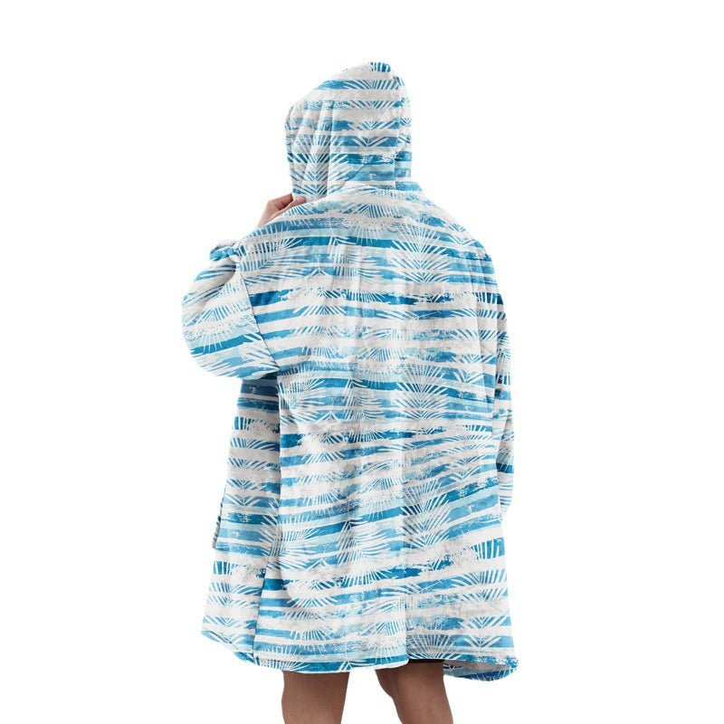 Flannel Tv Blanket Oversize Hoodie For Adult