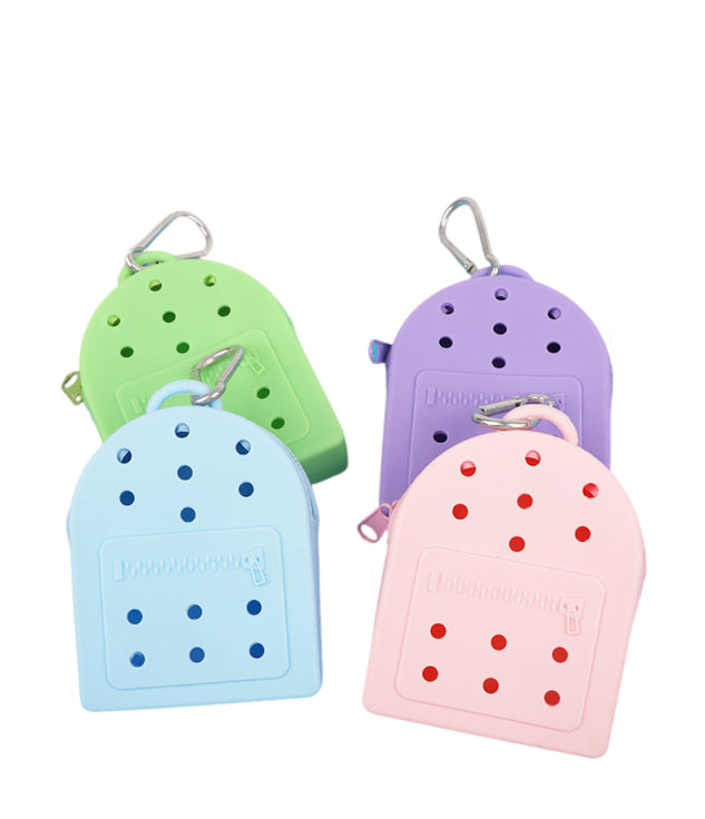 Silicone Coin Holder Keychain Mini Zipper Bag With Holes