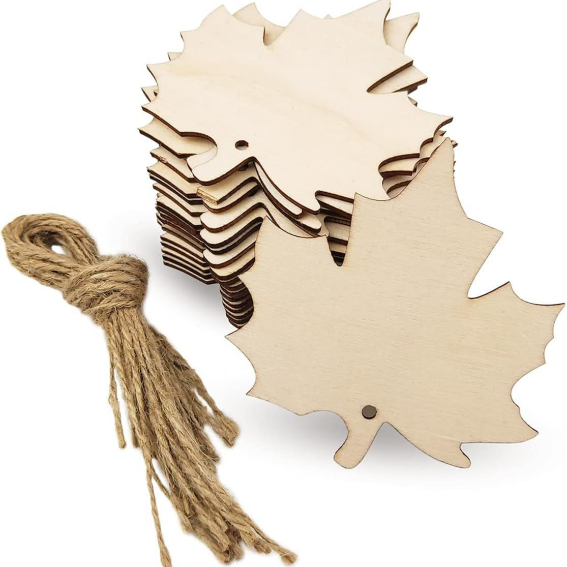 Wood Leaf Hanging Ornament One Side Laser Printed