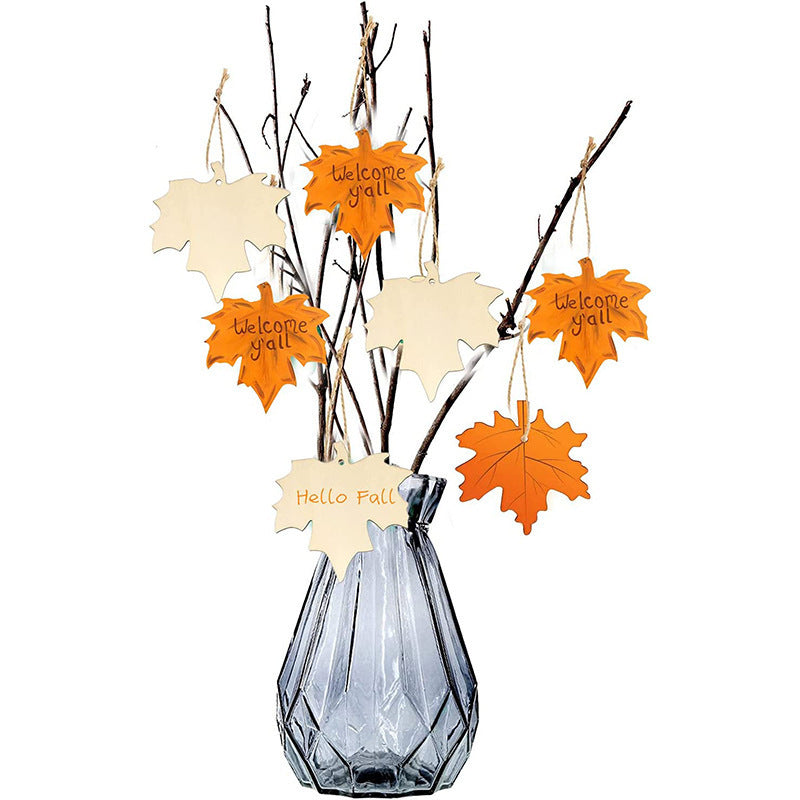 Wood Leaf Hanging Ornament One Side Laser Printed