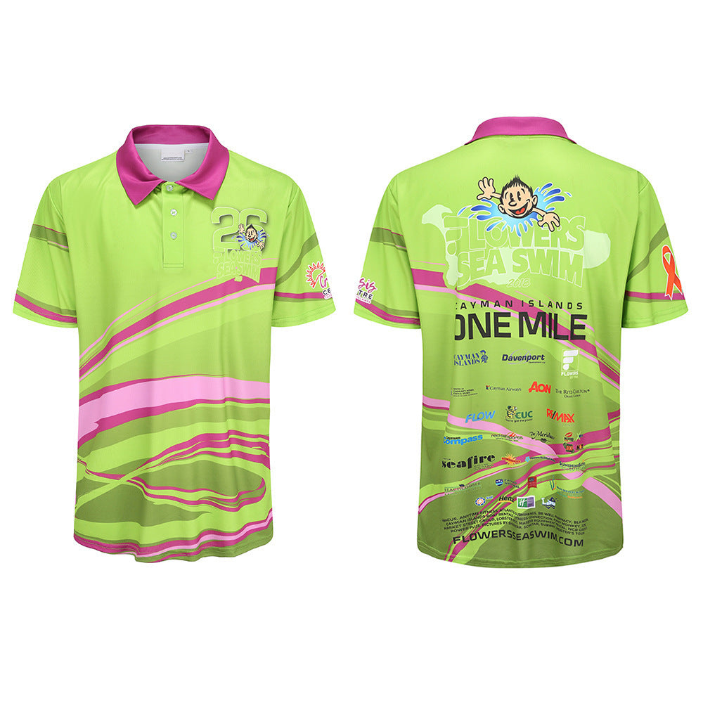 Full Size Printed Sports Polo Shirt Short Sleeves With Collar