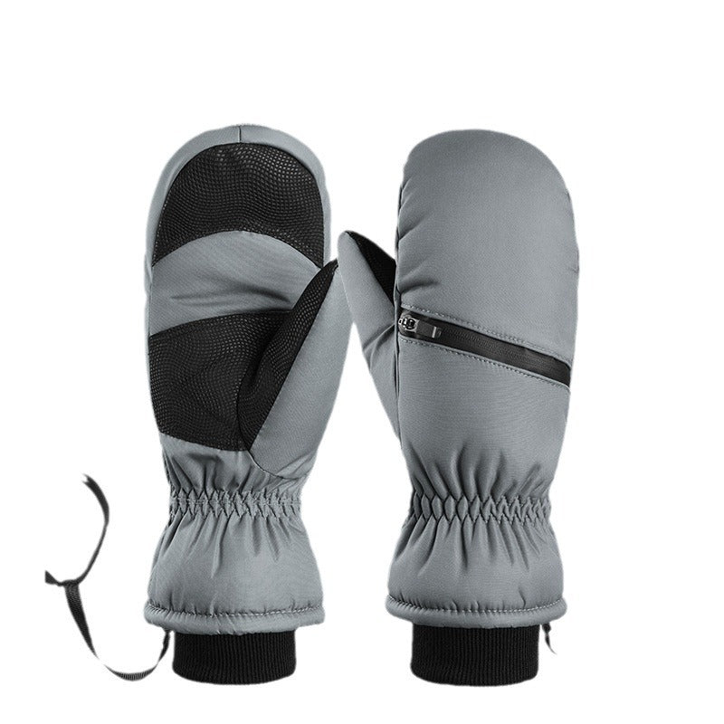 Waterproof Ski Mittens For Youth & Adult Zipper Pocket