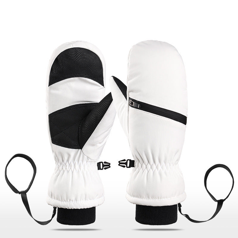 Waterproof Ski Mittens For Youth & Adult Zipper Pocket