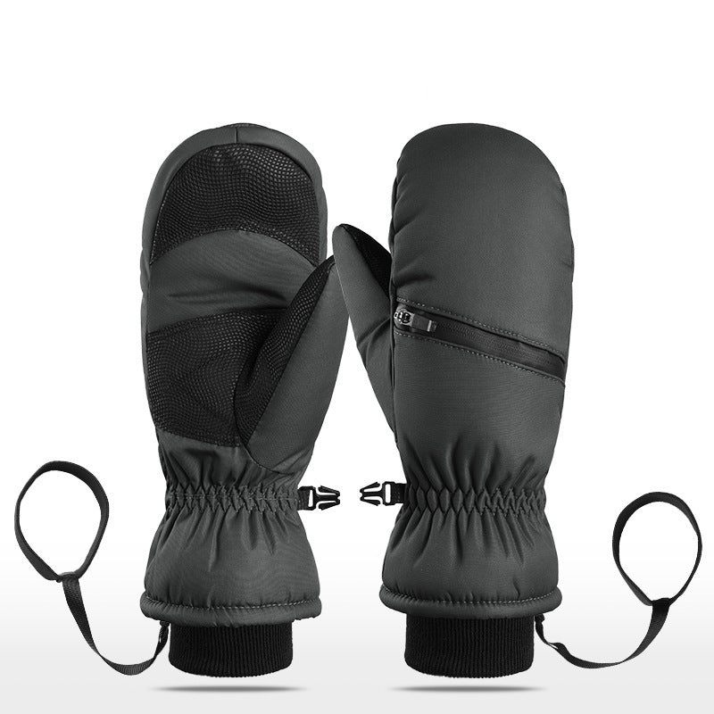 Waterproof Ski Mittens For Youth & Adult Zipper Pocket