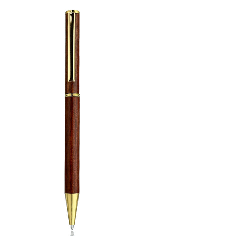 Natural Real Wood Ballpoint Pen Silver & Gold Color Clip