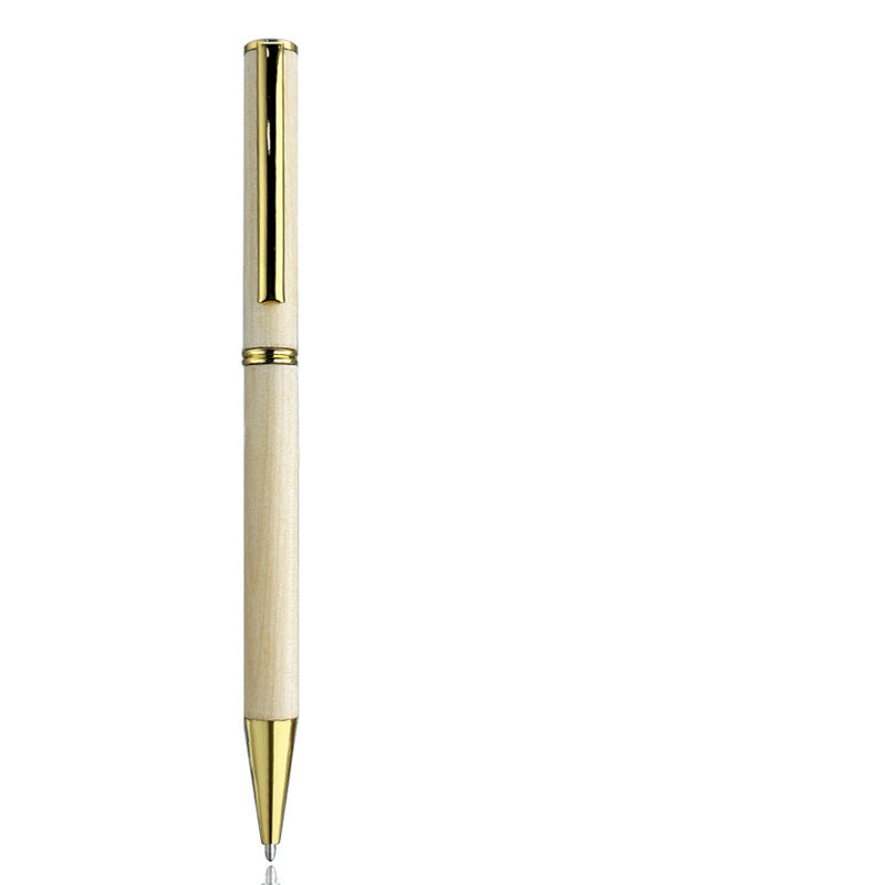 Natural Real Wood Ballpoint Pen Silver & Gold Color Clip