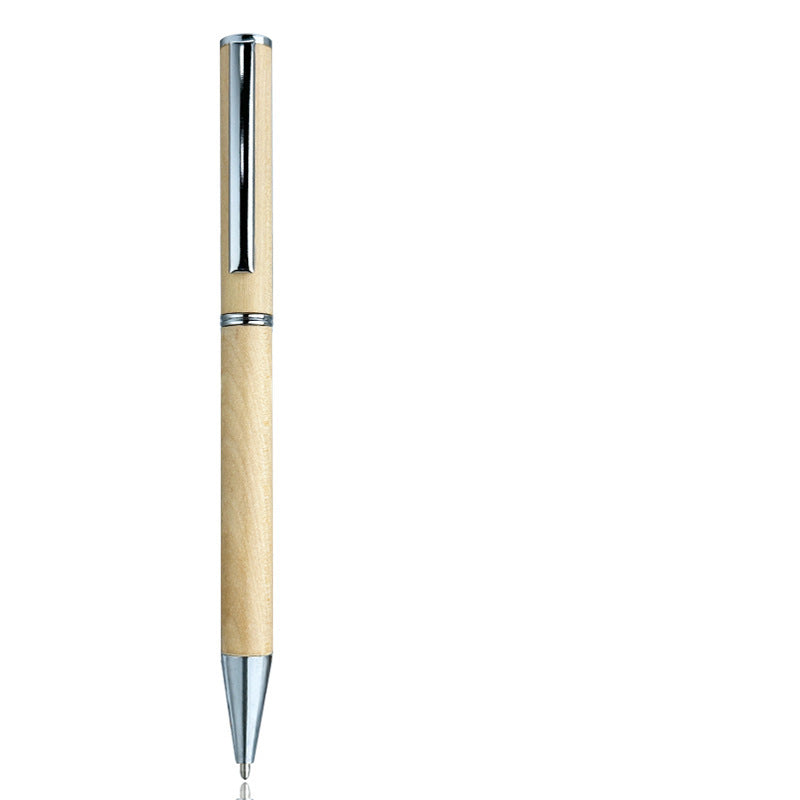 Natural Real Wood Ballpoint Pen Silver & Gold Color Clip