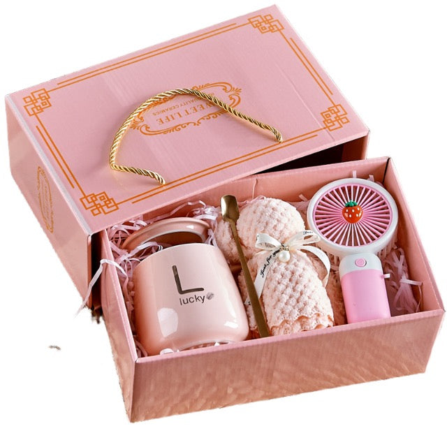 Ceramic Mug Fan Towel Gift Box Set Basket