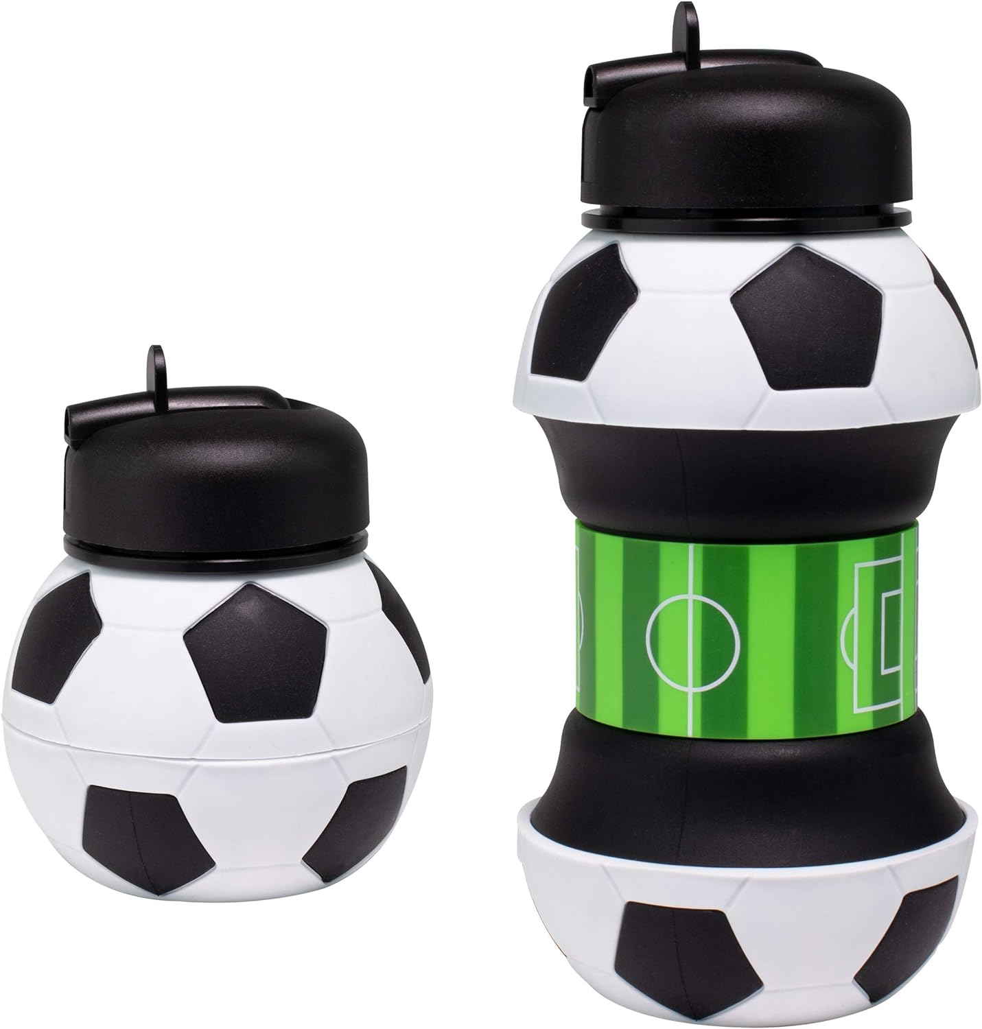 Silicone Foldable Sports Water Bottle Soccer Design