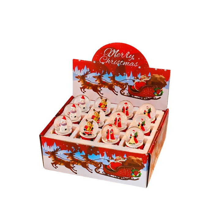 Lighting Up Christmas Snow Globes 12pcs Set Including Display Gift Box