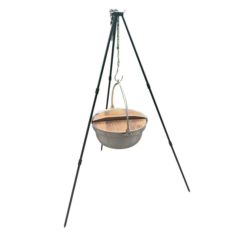 4.5l Camping Oven With Wood Lid Hanging Tripod