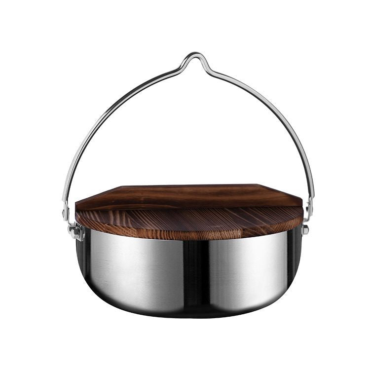 4.5l Camping Oven With Wood Lid Hanging Tripod