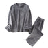 Unisex Fleece O Neck Pajama Top Pants Set