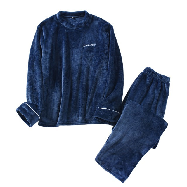 Unisex Fleece O Neck Pajama Top Pants Set