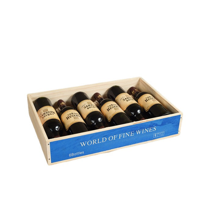 Wooden Wine Bottle Box With Lid For 6 Bottles - By Boat