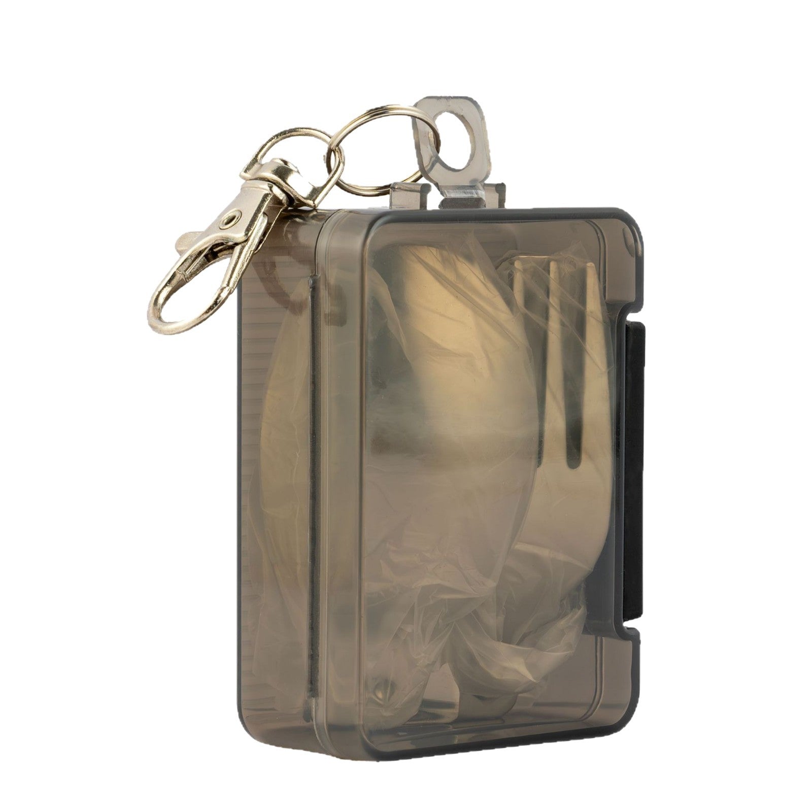 Collapsible Spoon Fork Knife Set In Keychain Plastic Box