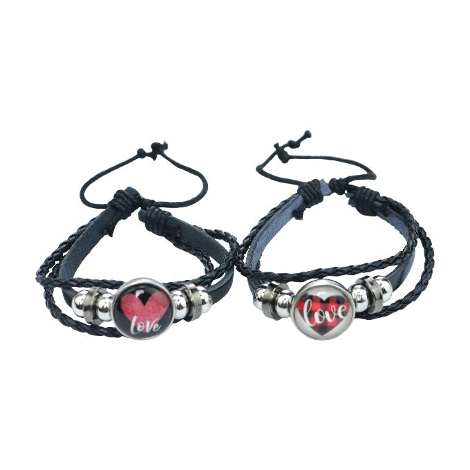 Handmade Leather Bracelet Football Fan Friendship Teamwork Jewelry