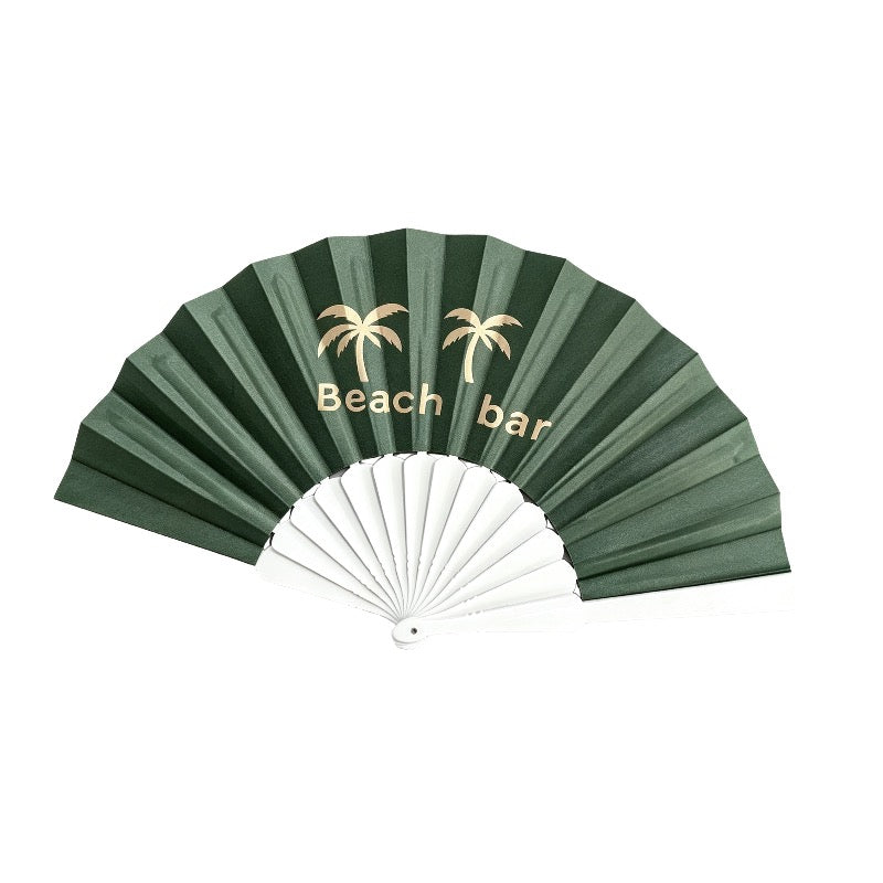 9in Double Layer Print Hand Fan Plastic Handle