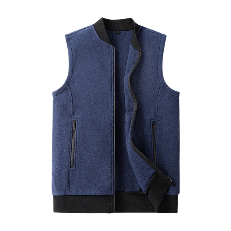 Zippered Polar Fleece Vest With Pockets