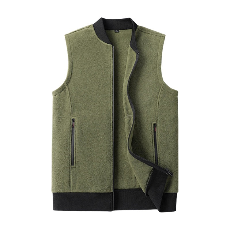 Zippered Polar Fleece Vest With Pockets