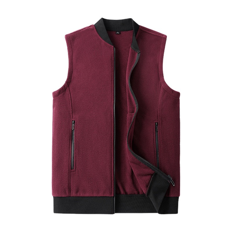 Zippered Polar Fleece Vest With Pockets