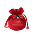 Christmas Velvet Drawstring Gift Pouch With Ribbon Bow