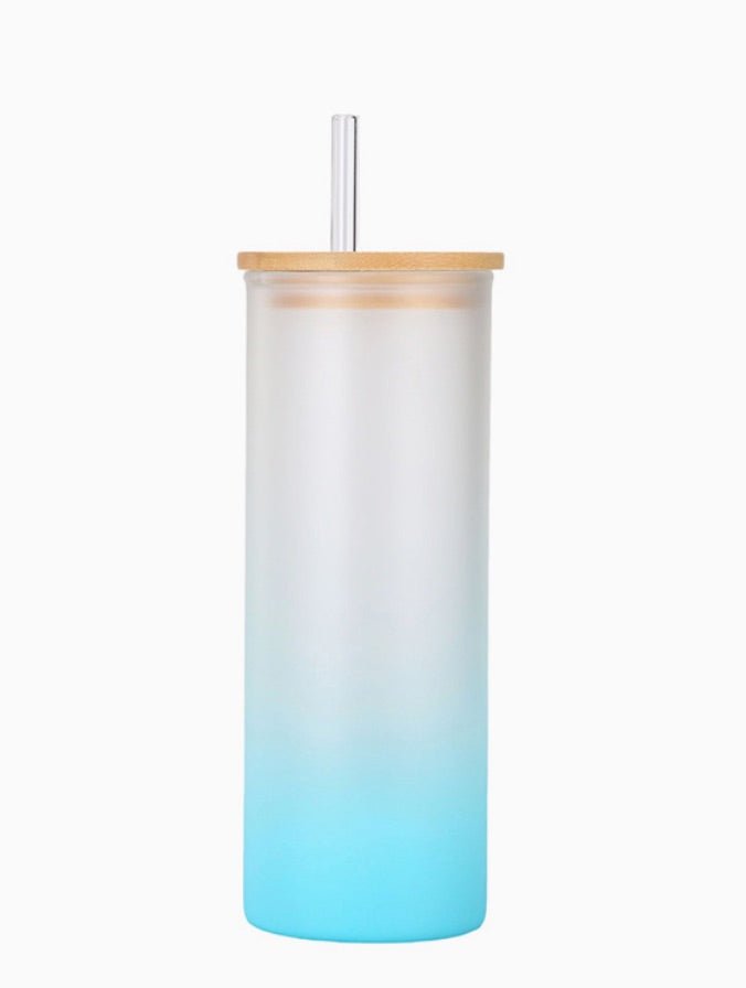 20oz Glass Cup With Straw And Bamboo Lid - Delite Promotional Products