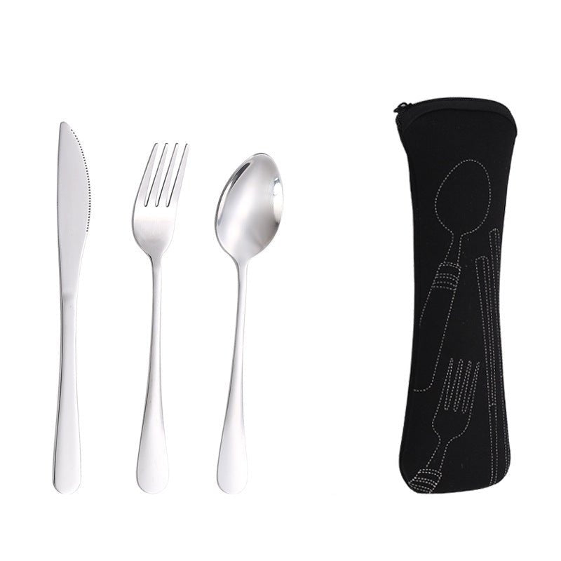 3 Piece Cutlery Utensil Set With Zipper Neoprene Pouch - Delite Promotional Products