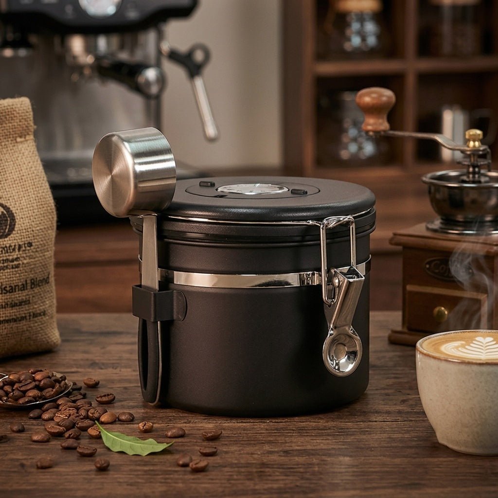 30oz Coffee Canisters Vacuum Storage Container With Spoon - Delite Promotional Products