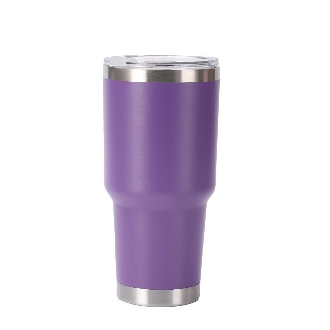30oz Travel Tumbler Clear Lid With Slider Powder Coated Finish Decor - Delite Promotional Products