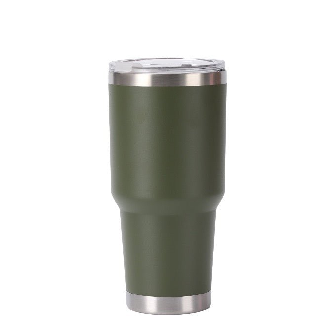 30oz Travel Tumbler Clear Lid With Slider Powder Coated Finish Decor - Delite Promotional Products
