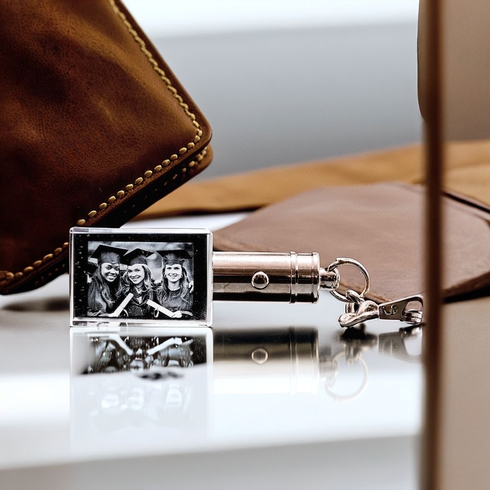 3d Rectangular Crystal Keychain Award - Delite Promotional Products