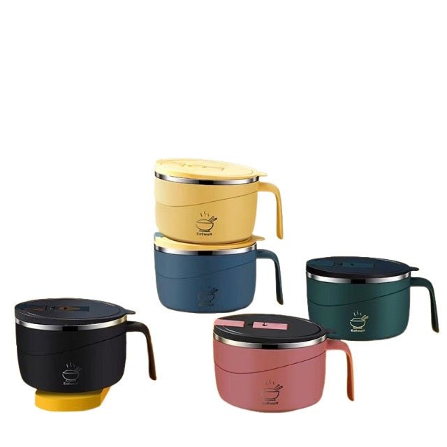 40 Oz Stainless Steel Instant Noodle Bowl With Handle And Flatware - Delite Promotional Products