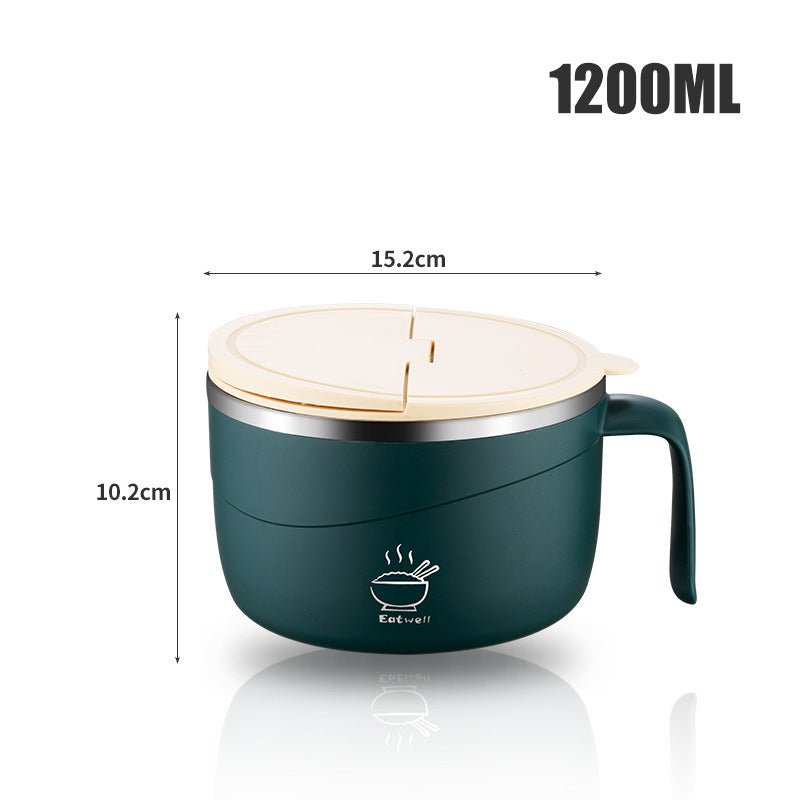 40 Oz Stainless Steel Instant Noodle Bowl With Handle And Flatware - Delite Promotional Products