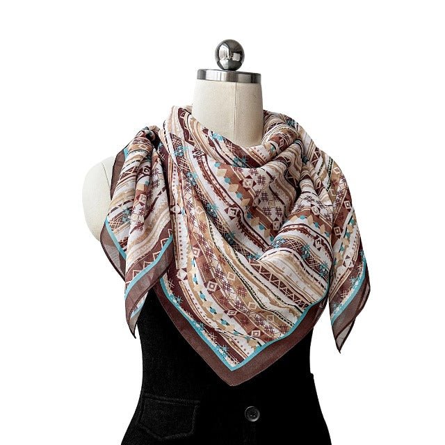 42in Square Ethnic Scarf Accessory Lightweight Polyester Bohemian Shawl - Delite Promotional Products