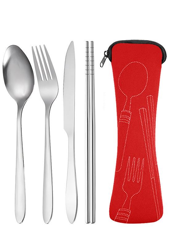 4 Pack Reusable Flatware Travel Utensils